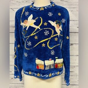 Vintage Claire Murray 80’s Stunning Christmas Sweater Hand Knit Embroidered